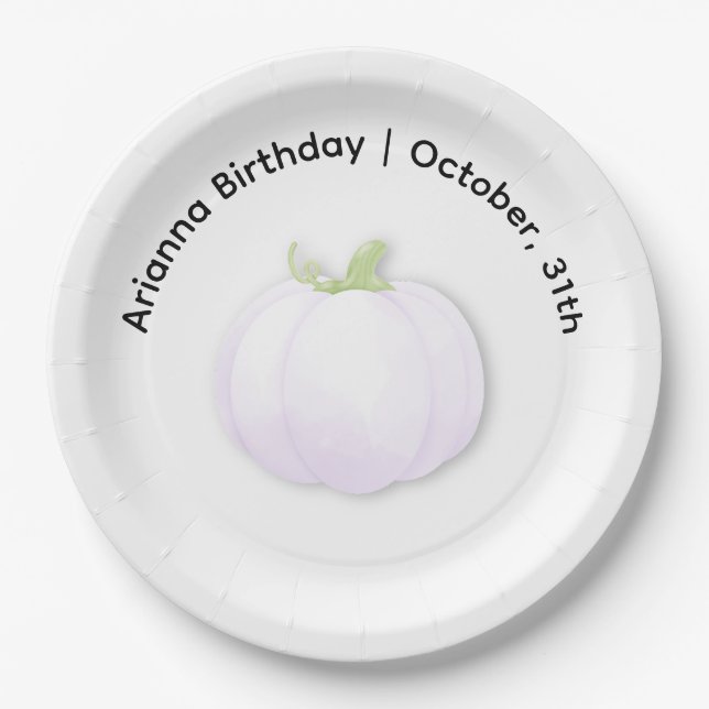 Halloween Birthday Party | Minimal Pumpkin Design Paper Plates (Front)