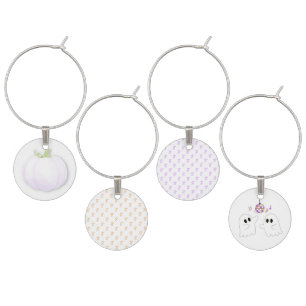 Halloween Birthday Party Minimal Pumpkin Design Wine Charm