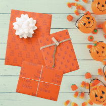 Halloween Birthday Party Name And Age Orange Wrapping Paper Sheets