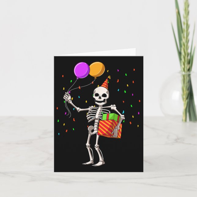 Halloween Birthday Party Outfit Skeleton Birthday  Card (Front)
