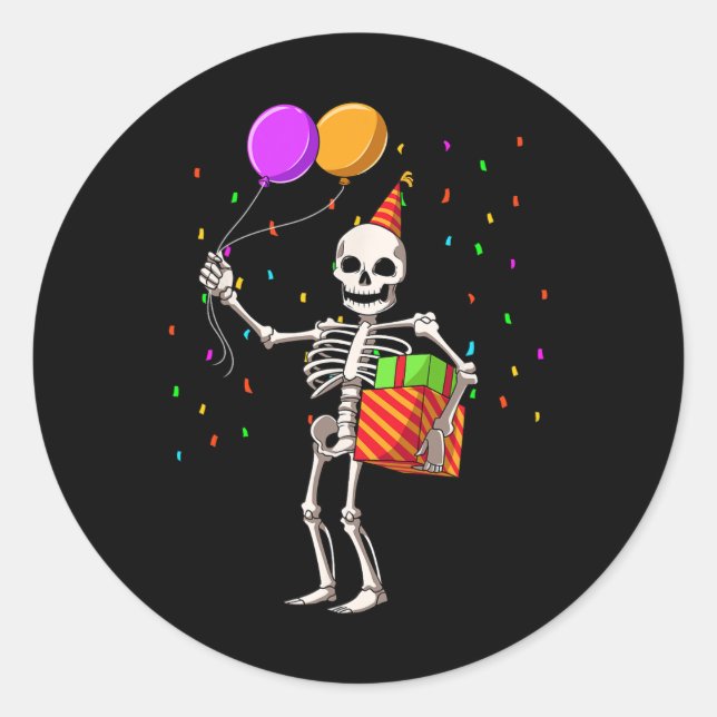 Halloween Birthday Party Outfit Skeleton Birthday  Classic Round Sticker (Front)