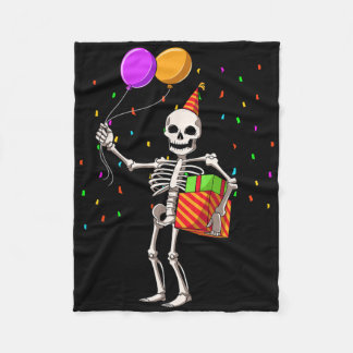Halloween Birthday Party Outfit Skeleton Birthday Fleece Blanket