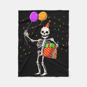 Halloween Birthday Party Outfit Skeleton Birthday Fleece Blanket