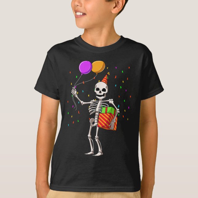 Halloween Birthday Party Outfit Skeleton Birthday  T-Shirt (Front)