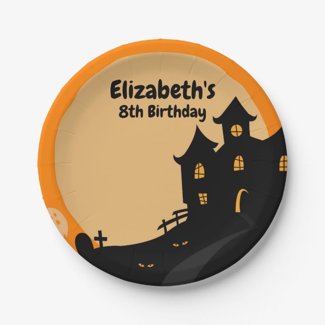 Halloween Birthday Party Paper Plates (Front)