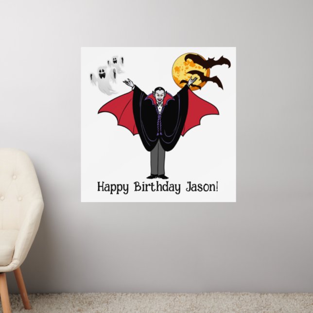 Halloween Birthday Party Personalize Name Wall Decal (Living Room 2)