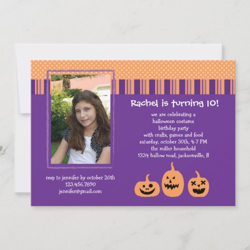 Halloween Birthday Party Photo Invitation