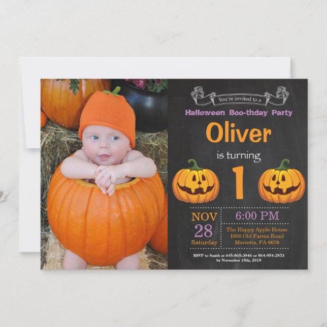 Halloween Birthday Party Photo Invitation (Front)