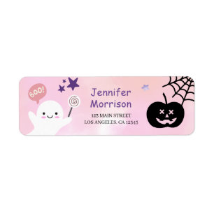 Halloween Birthday Party Pink Girl Spooky Address Label