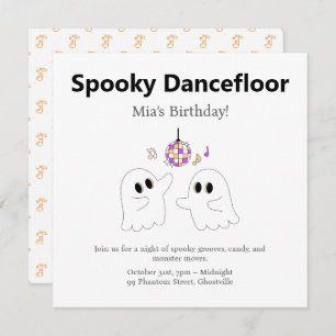 Halloween Birthday Party   Spooky Dancefloor Ghost Holiday Card