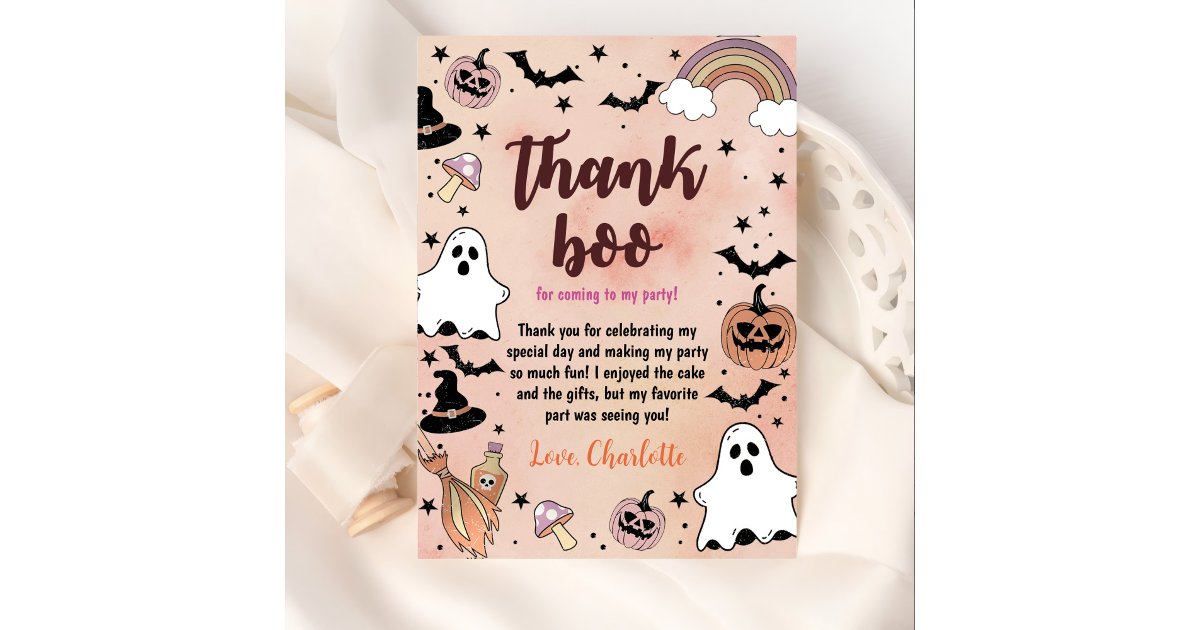 Halloween Birthday Party Thank You Card | Zazzle