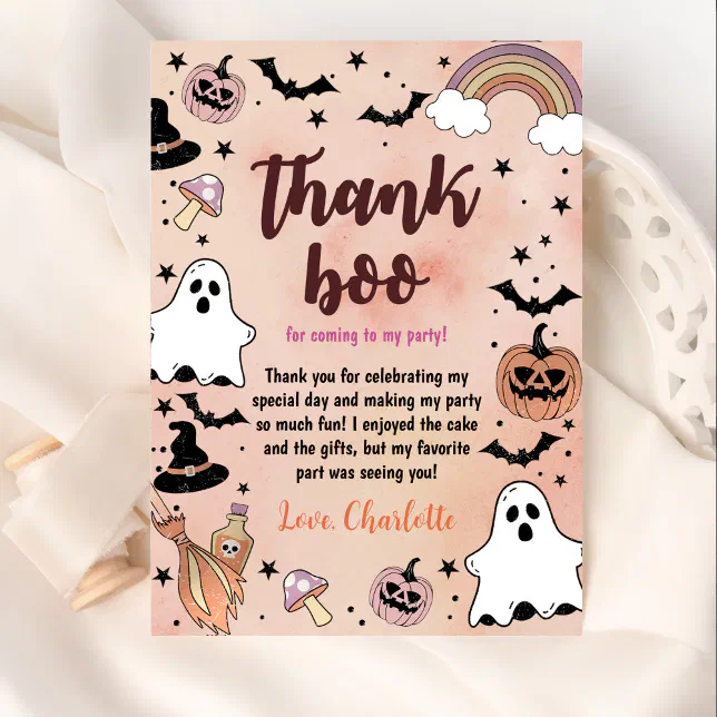 Halloween Birthday Party Thank You Card | Zazzle
