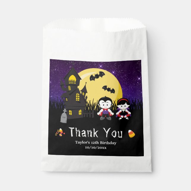 Halloween Birthday Party Vampires Purple Favor Bag (Front)
