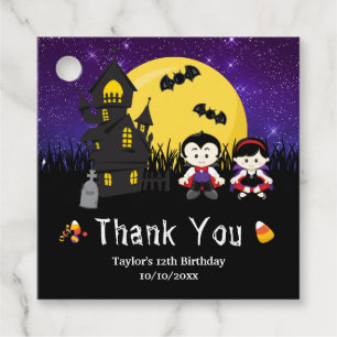 Halloween Birthday Party Vampires Purple Favor Tags