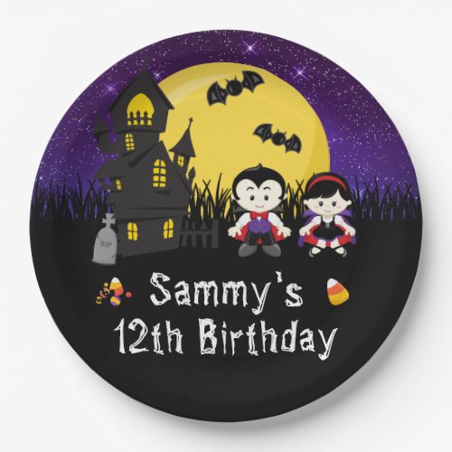 Halloween Birthday Party Vampires Purple Paper Plates