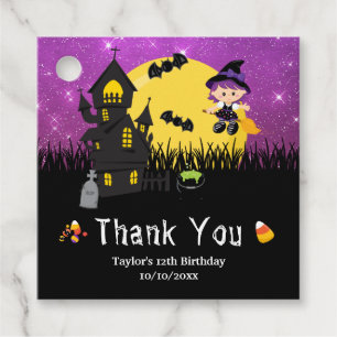 Halloween Birthday Party Witch Purple Favor Tags