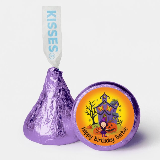 Halloween Birthday Personalize Name Haunted House Hershey®'s Kisses® (Front)