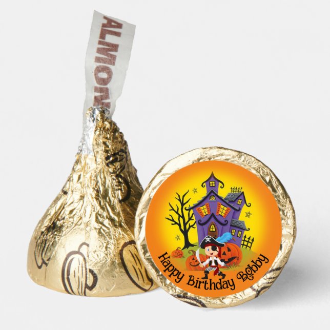 Halloween Birthday Personalize Name Haunted House Hershey®'s Kisses® (Front)