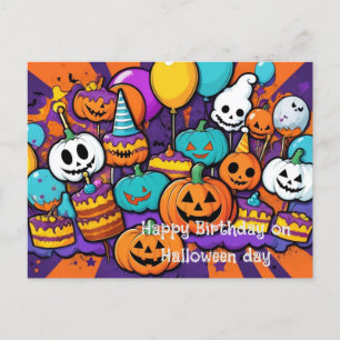 Halloween & Birthday postcard