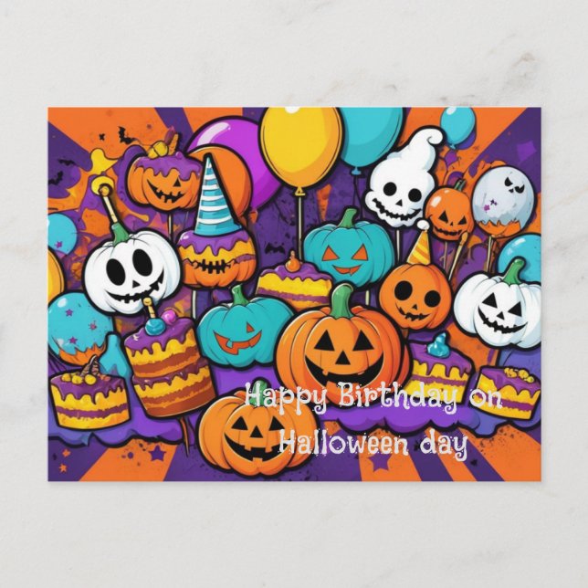 Halloween & Birthday postcard (Front)