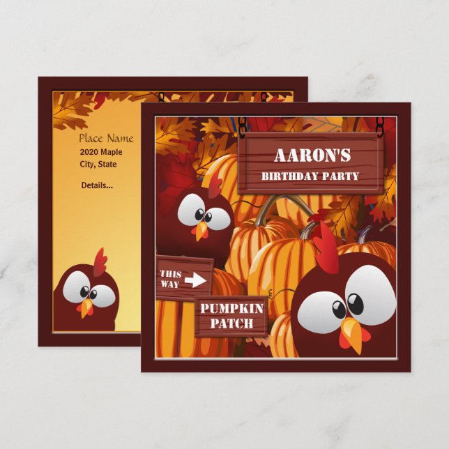 Halloween Birthday Pumpkin Patch Kid's Invitation (Front/Back)