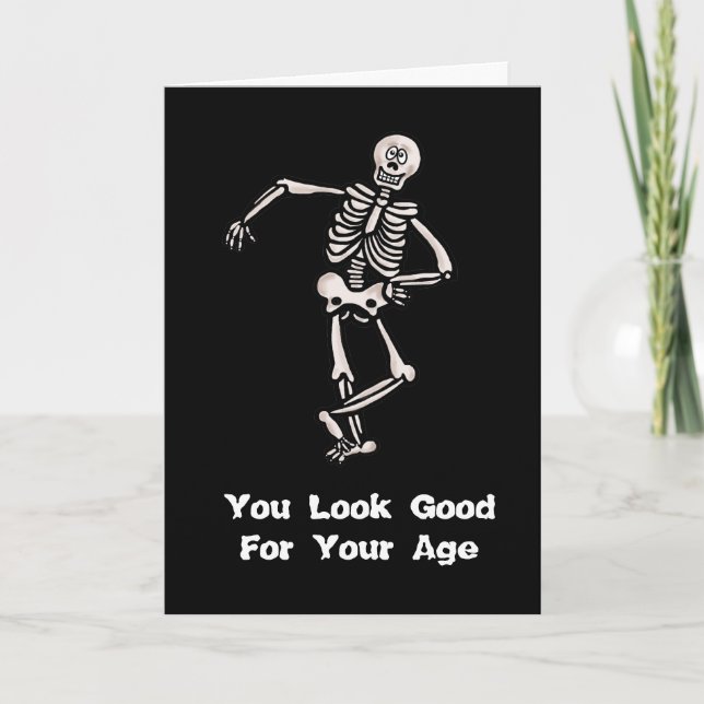 Halloween Birthday Skeleton Greeting Card (Front)