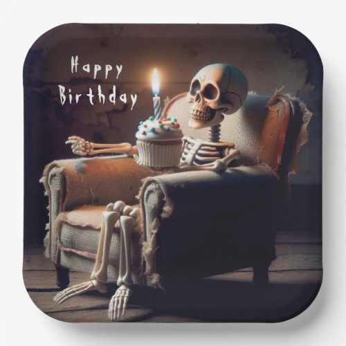 Halloween Birthday Skeleton  Paper Plates