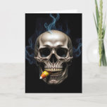 Halloween Birthday Smoking Skull Biting Candy Corn Card
