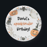Halloween Birthday Spooktacular Paper Plates<br><div class="desc">Halloween Our Little Boo Birthday Party,  Editable Halloween 1st Birthday paper plates Fall Pumpkin Ghost Spooky Cute Halloween Decor,  Boo Gift  paper plates</div>