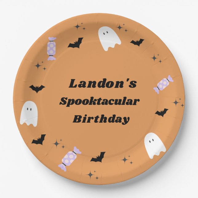 Halloween Birthday Spooktacular  Paper Plates (Front)