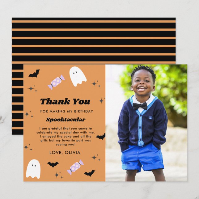  Halloween Birthday Spooktacular Thank You Card (Front/Back)