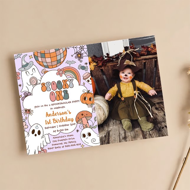 Halloween Birthday Spooky One Party Photo Invitation (Creator Uploaded)