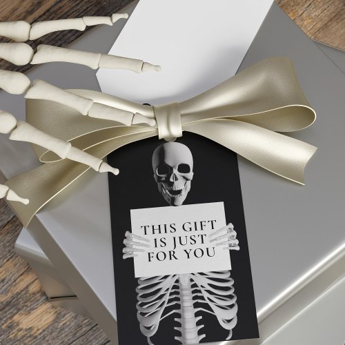 Halloween Birthday Spooky Skeleton Custom Black Gift Tags