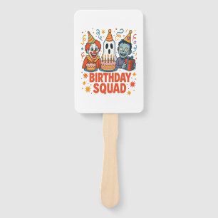 Halloween Birthday Squad Creepy Clown Ghost Zombie Hand Fan