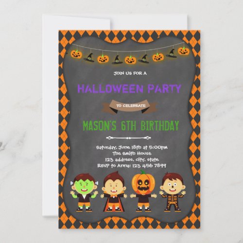 Halloween birthday theme Invitation