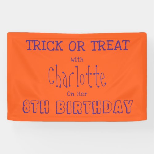 Halloween Birthday Trick Or Treat Kids Party Banner