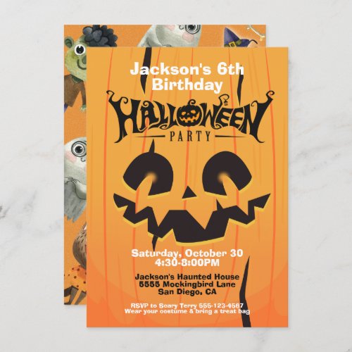 Halloween Birthday Trick or Treaters Party Invitation