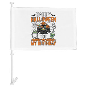 Halloween Birthday Vintage Pumpkin Party Design_1 Car Flag