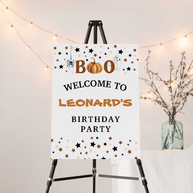 Halloween Birthday Welcome sign doblesided favors (In Situ (Stand))