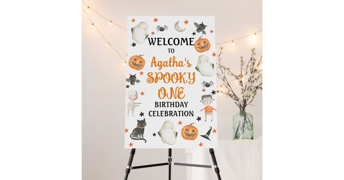 Halloween Birthday Welcome Sign Spooky One | Zazzle