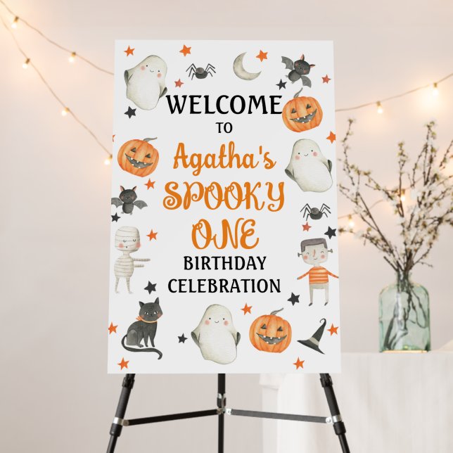 Halloween Birthday Welcome Sign Spooky One  (In Situ (Stand))