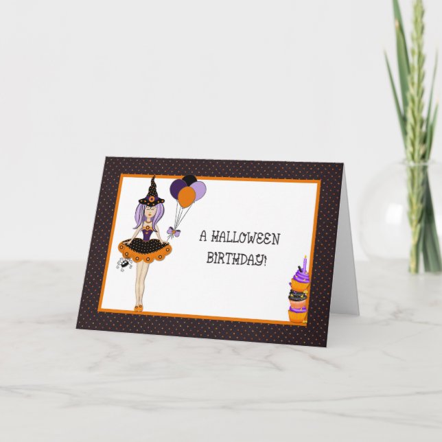 Halloween Birthday Witch Greeting Card (Front)