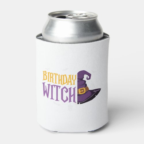 Halloween birthday witch hat funny halloween can cooler