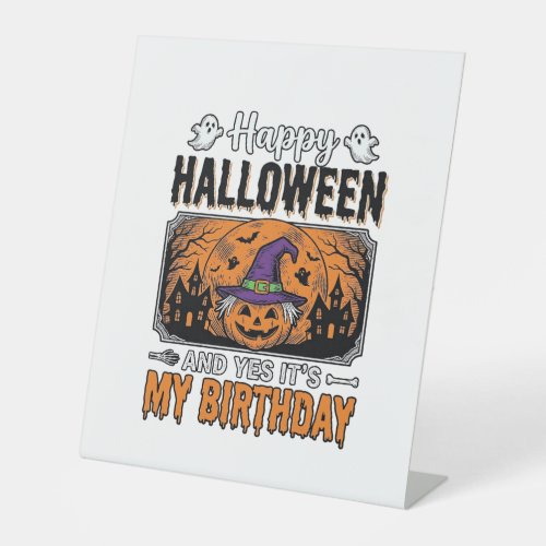 Halloween Birthday Witch Pumpkin Vintage Shirt Des Pedestal Sign