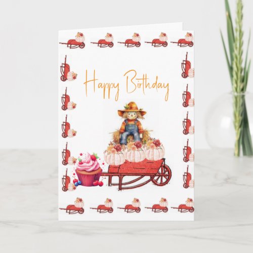Halloween BirthdayScarecrow Pumpkin Greeting Card