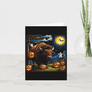 Halloween Bison Starry Night Card