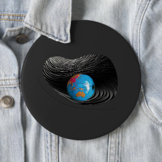 Halloween Black and Blue Planet Button