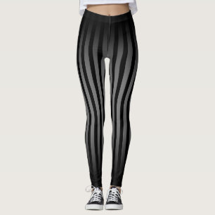 Halloween Black and gray vertical stripes ombre Leggings