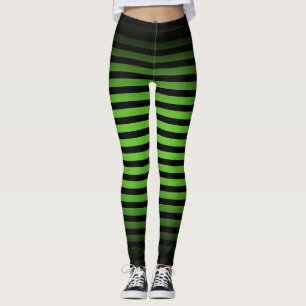 Halloween Black and green vertical stripes ombre Leggings