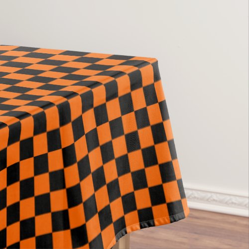 Halloween Black and Orange Checkered Tablecloth